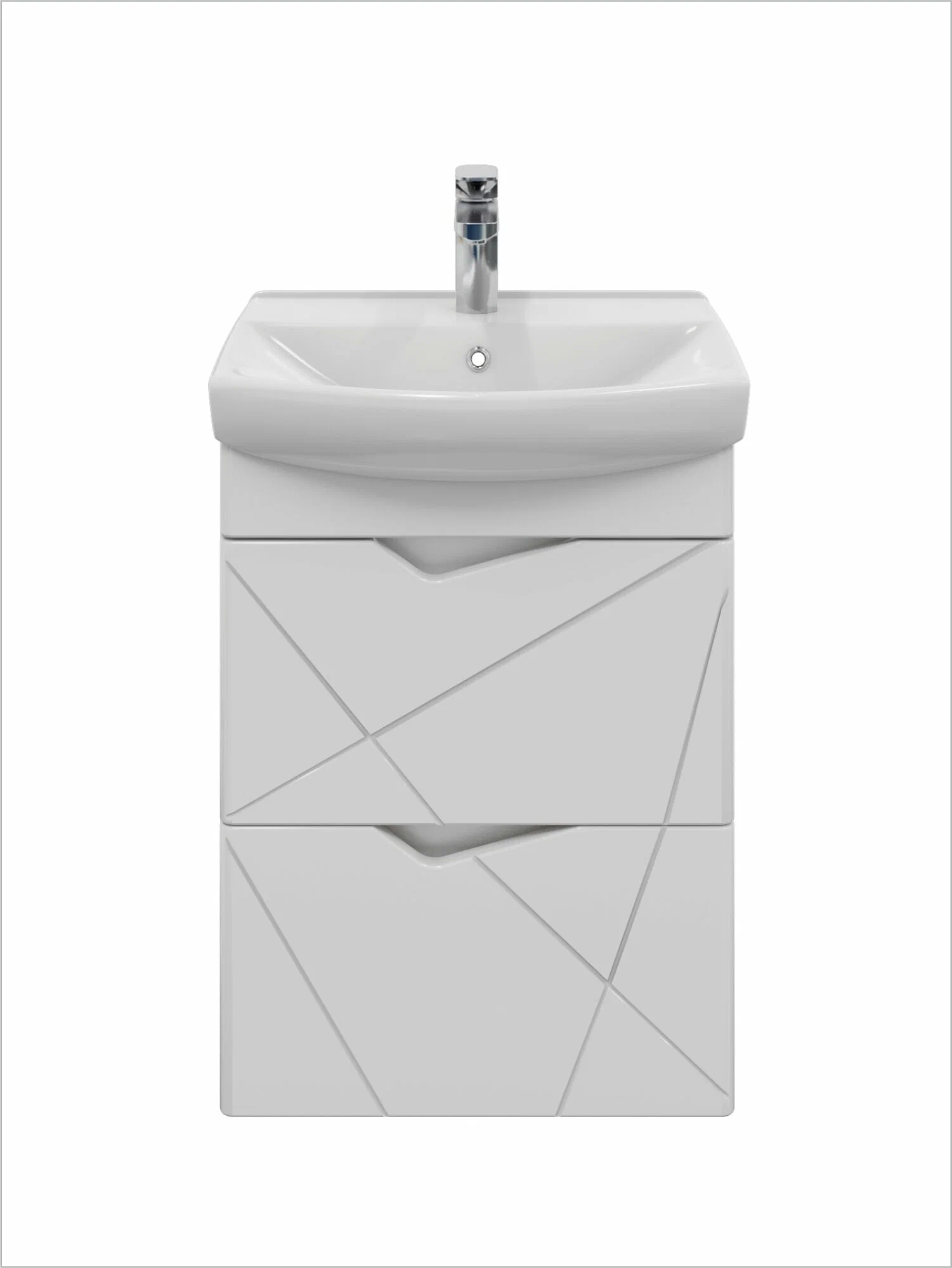 Тумба подвесная SanStar Линни 50 с раковиной Клермонт 50, белая