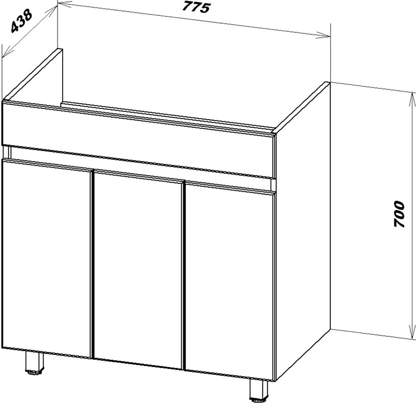 Тумба напольная SanStar Квадро 80 с раковиной Fest 80 белый