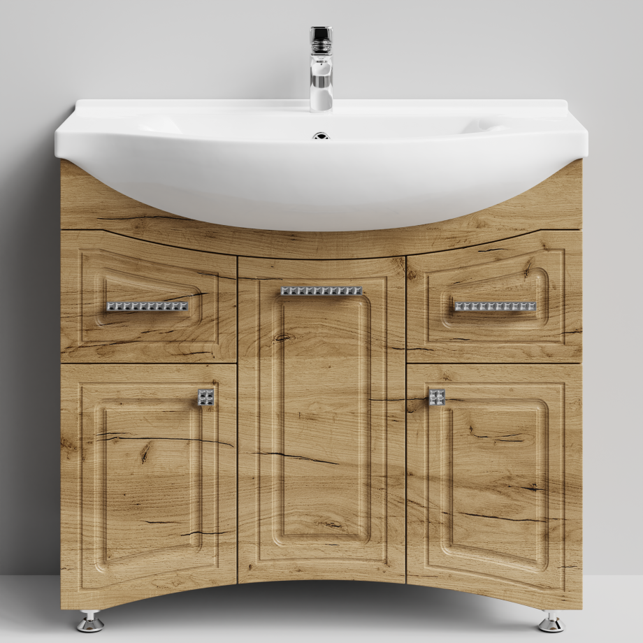 Тумба с раковиной Адам 90 напольная, Дуб Тортуга, петли справа