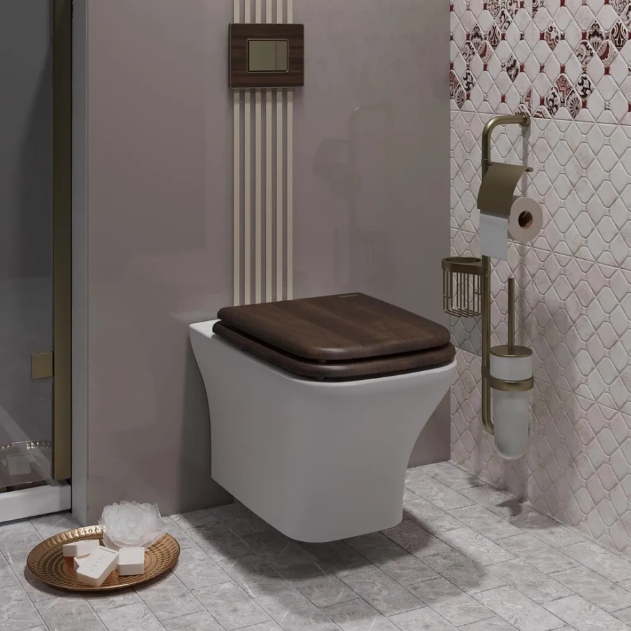 Унитаз подвесной Opadiris Кантара OS74712A белый, антикварный орех