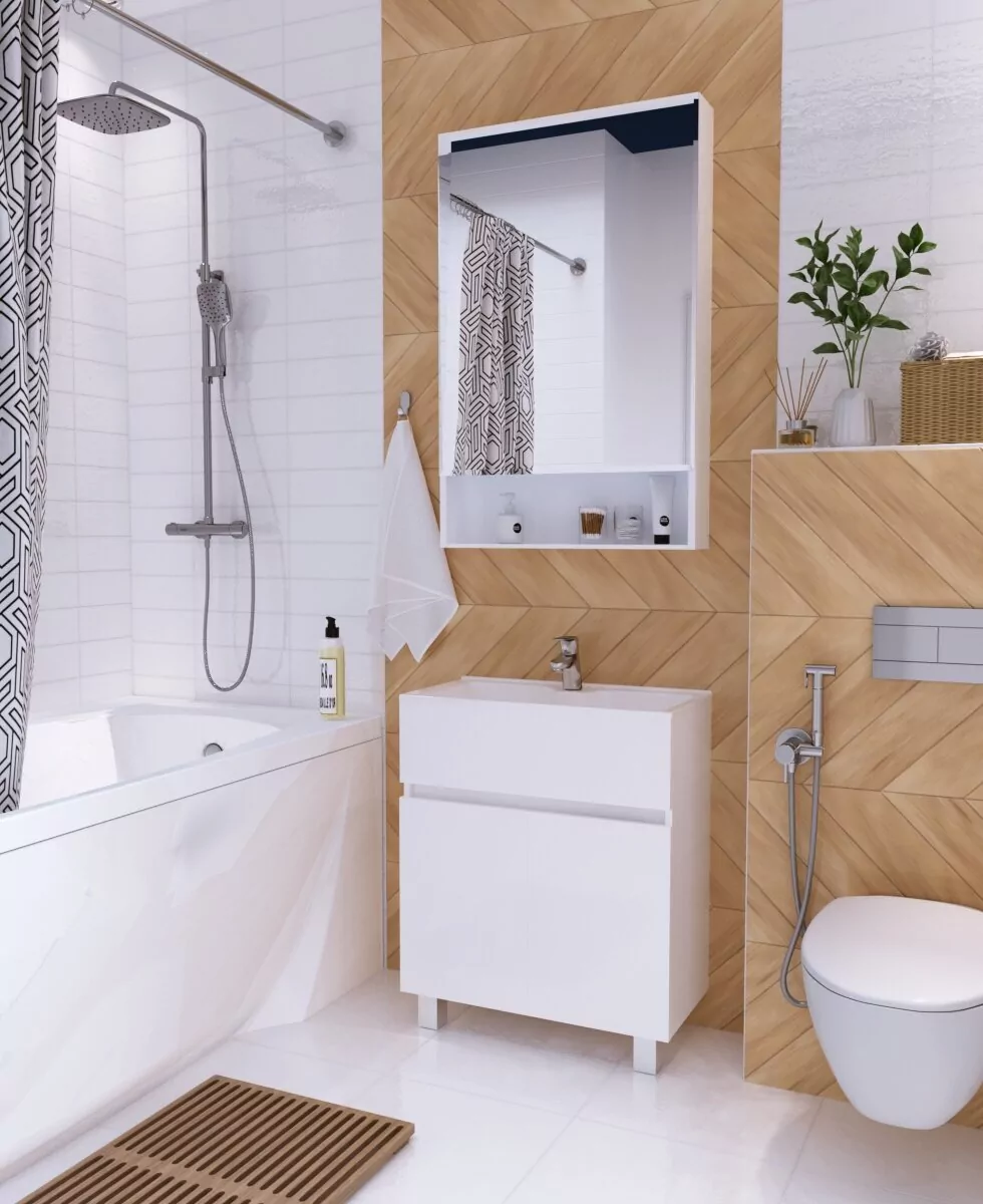 Тумба с раковиной напольная 1Marka Mira 60Н, 2 двери, белый