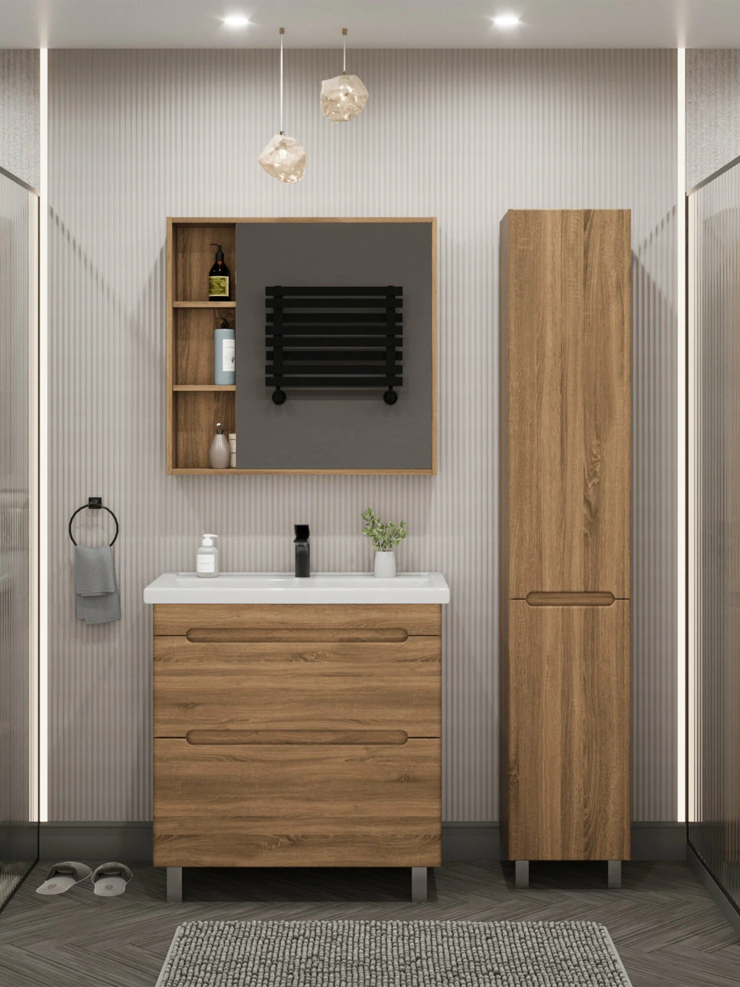 Тумба напольная SanStar Diva 70 с раковиной Фостер 70, Gold Craft