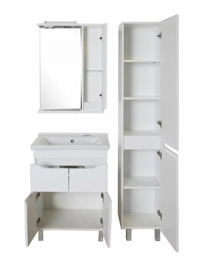 Зеркало со шкафчиком Асб-мебель Бари 60 R свет, белый