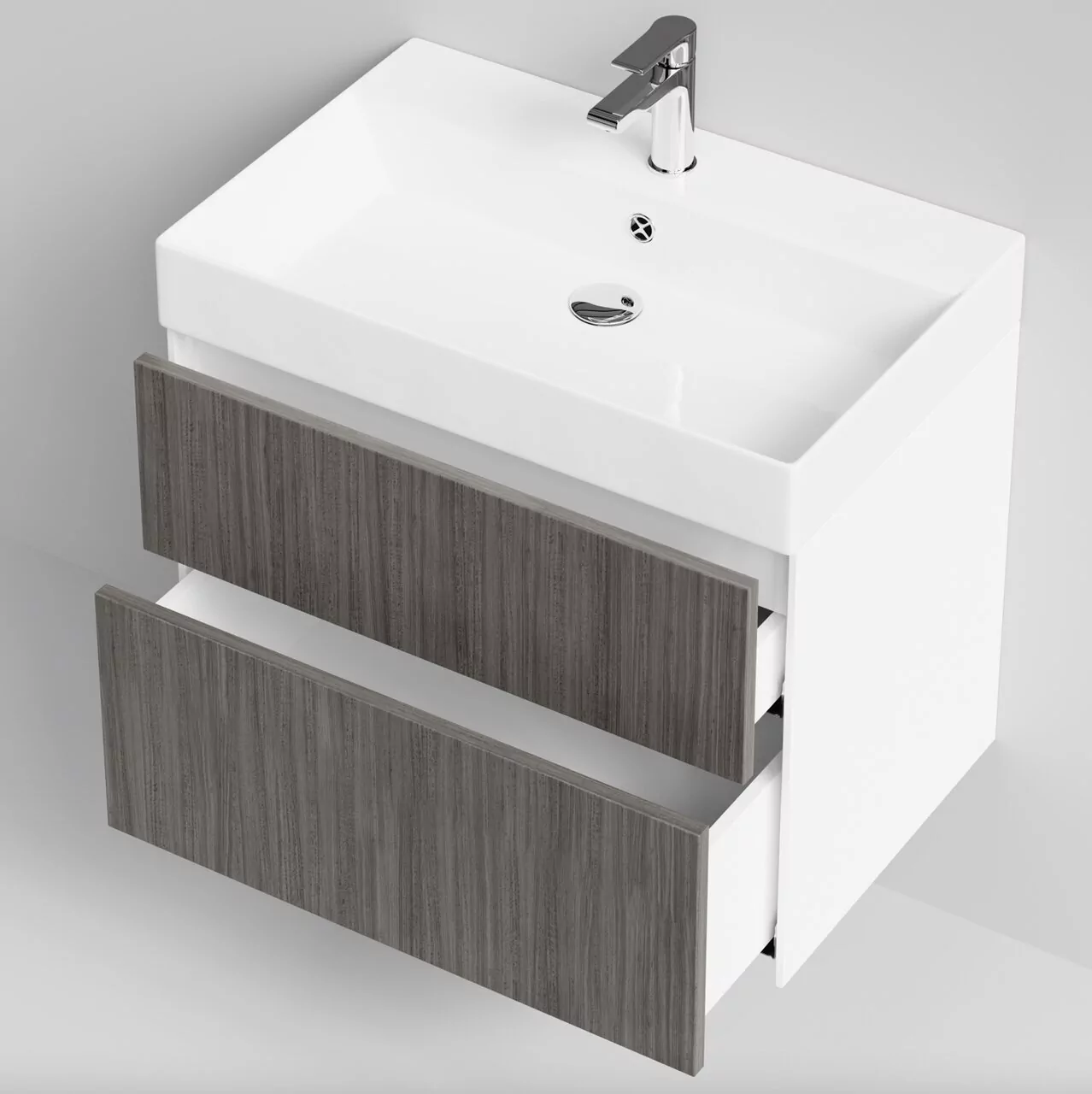 Тумба подвесная Vod-ok Эвкалипт 70 с раковиной Stance 70, эвкалипт серый