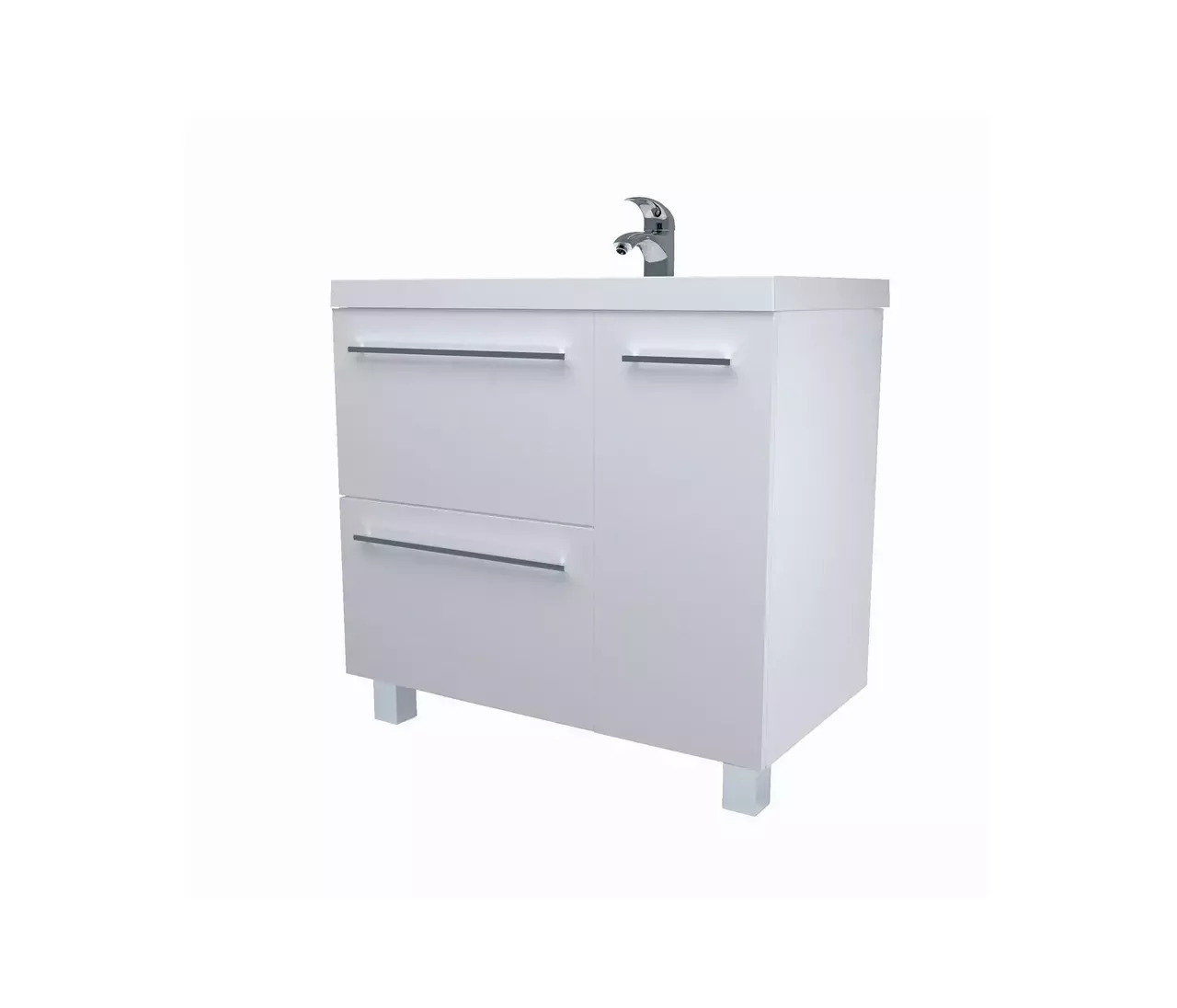 Тумба напольная 1Marka Соната 90Н с раковиной Нота New Polytitan 90, 1 дверь, 2 ящика, белый от магазина Vanna-Vanna.ru!