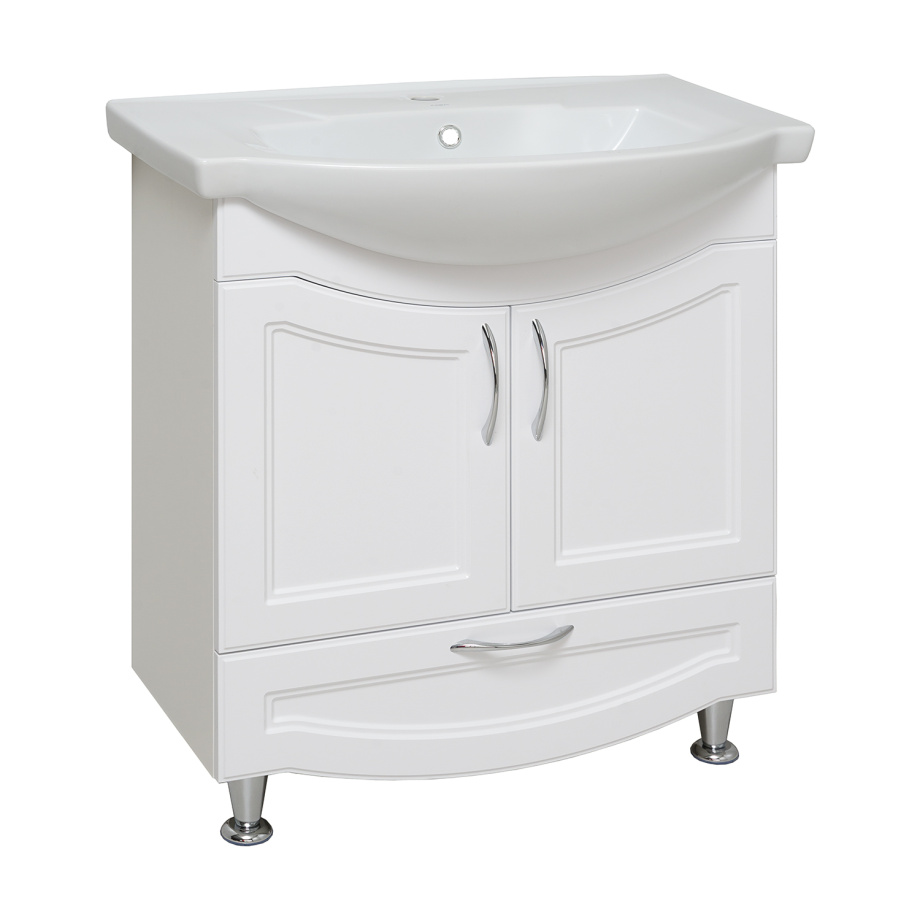 Тумба напольная Runo Неаполь 75 с раковиной Элеганс 75, белый