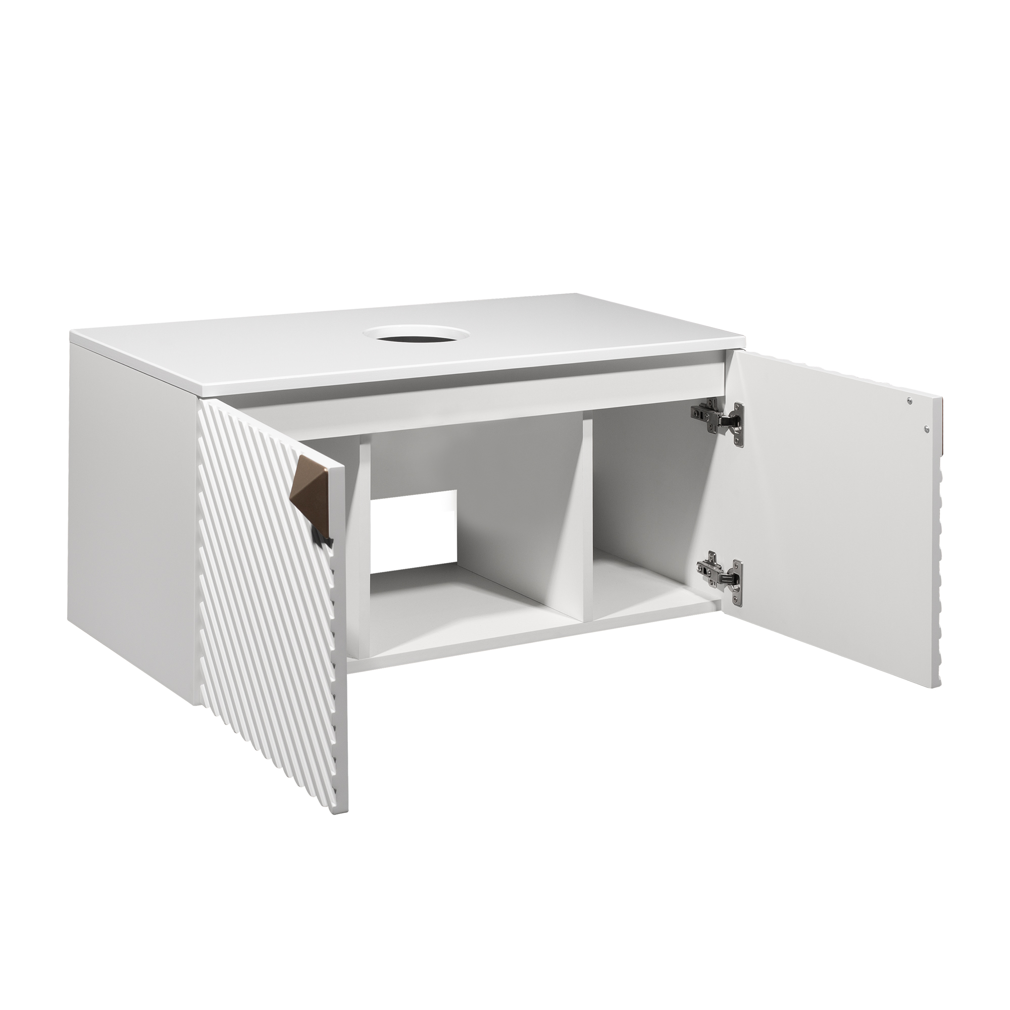 Тумба подвесная Runo Андорра 85 глянец под накладную раковину, белый матовый/белый