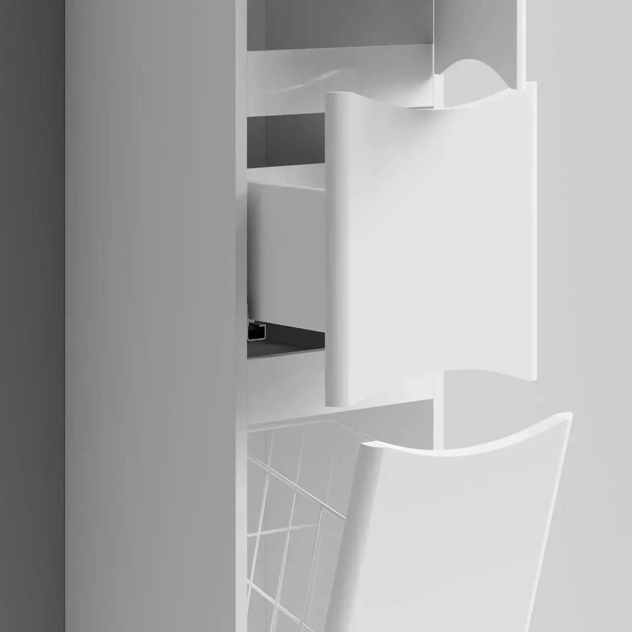 Пенал Vod-ok Адель 30 L/R, 2 двери, 1 ящик, напольный, с корзиной, белый + 13 цветов от магазина Vanna-Vanna.ru!