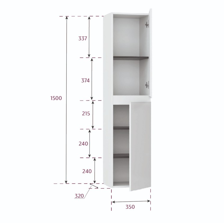 Пенал Onika Алеста 35 подвесной, белый, универсальный