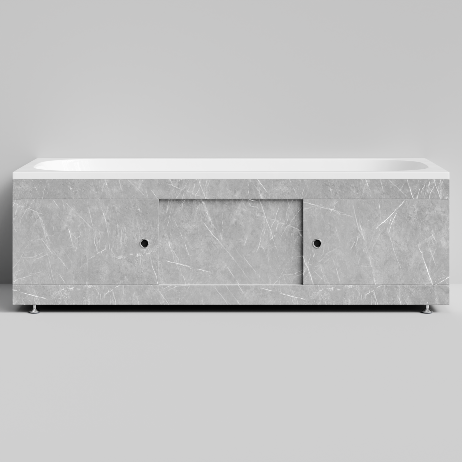 Экран под ванну Vod-ok Купе 180 раздвижной Мрамор Белый софт тач