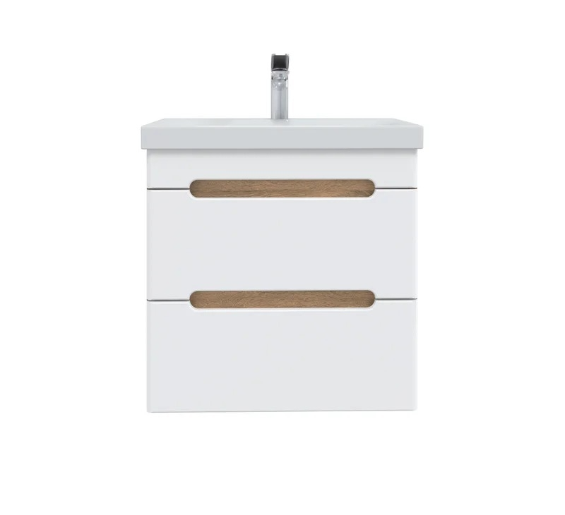 Тумба подвесная SanStar Diva 50 с раковиной Moduo 50 белый, дуб вотан