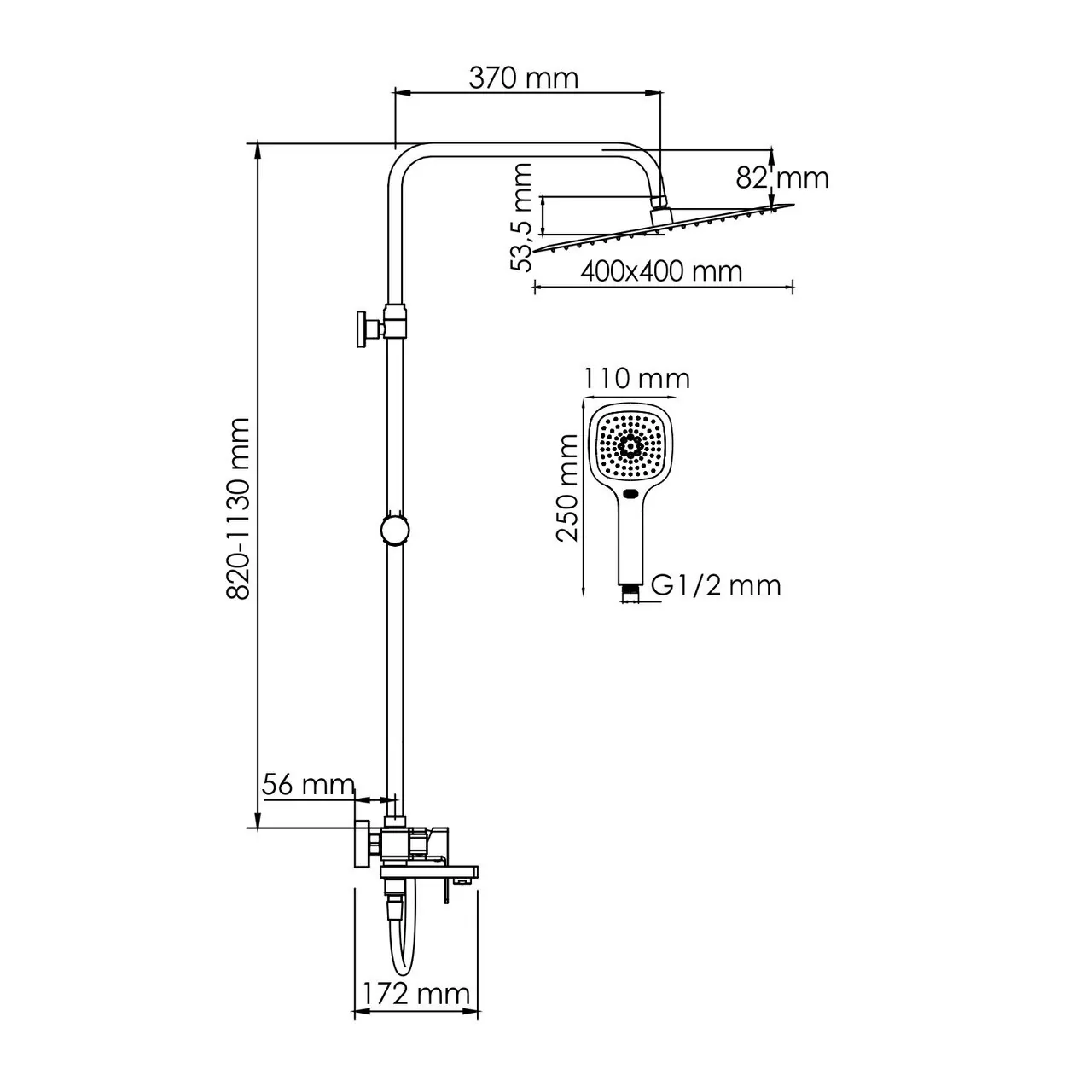 Душевая стойка WasserKraft A177.119.065.087.CH хром