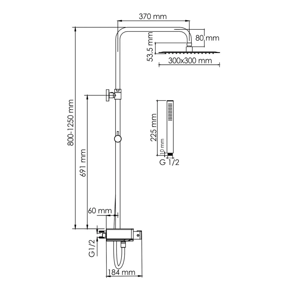 Душевая стойка WasserKraft A114.162.217.CB Thermo черный Soft-touch от магазина Vanna-Vanna.ru!