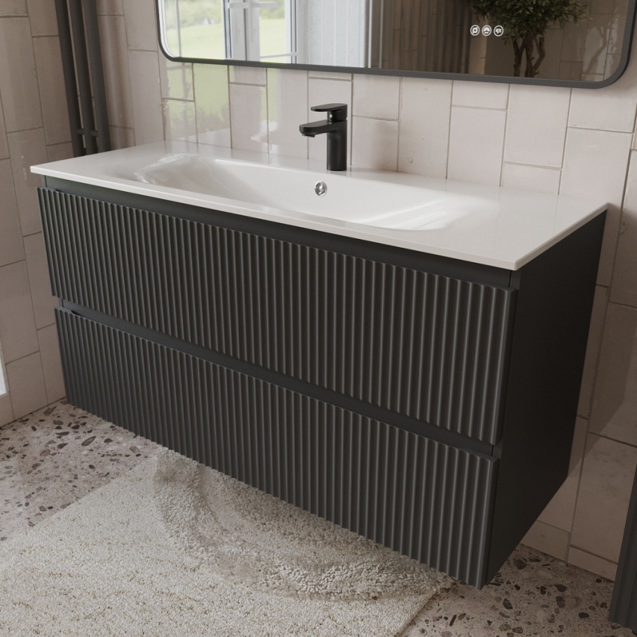 Тумба с раковиной подвесная (120 см) Terminus Sicilia SIC101202701601O, графит