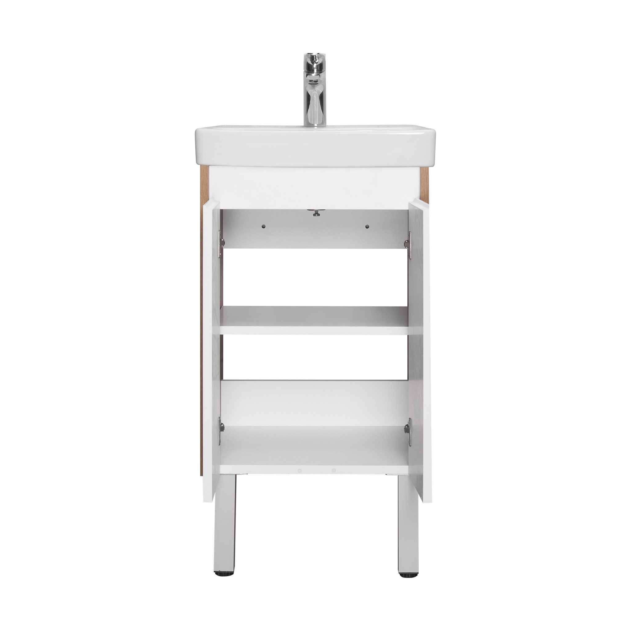 Тумба Aquaton Сканди Doors 45 с раковиной Адриана 45, 2 ящика, подвесная, белый, дуб рустикальный
