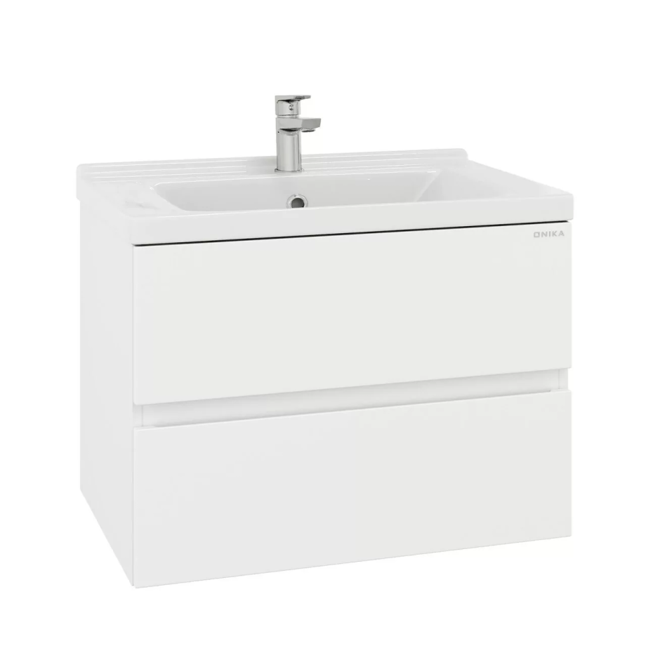 Тумба подвесная Onika Эвада 70 с раковиной Миранда 70, белый