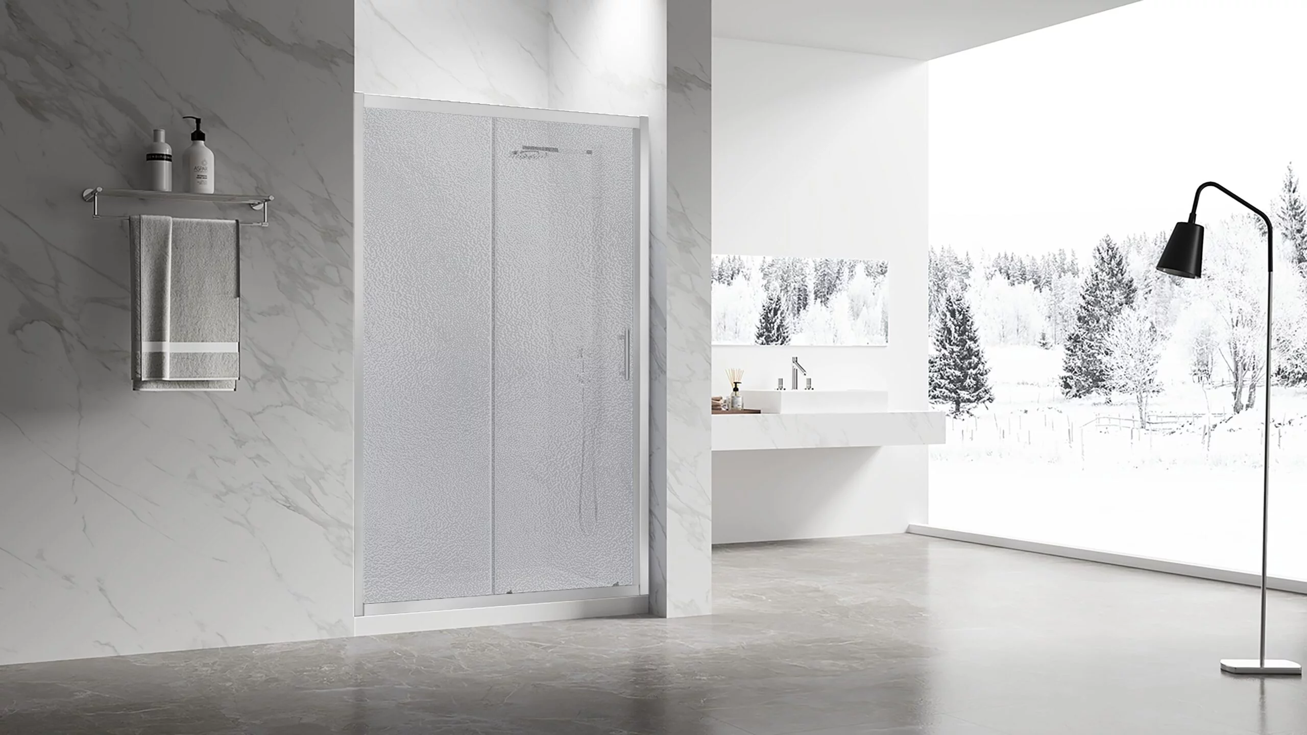 Душевая дверь Veconi Vianno VN-55, 1100x1950, хром, стекло pear