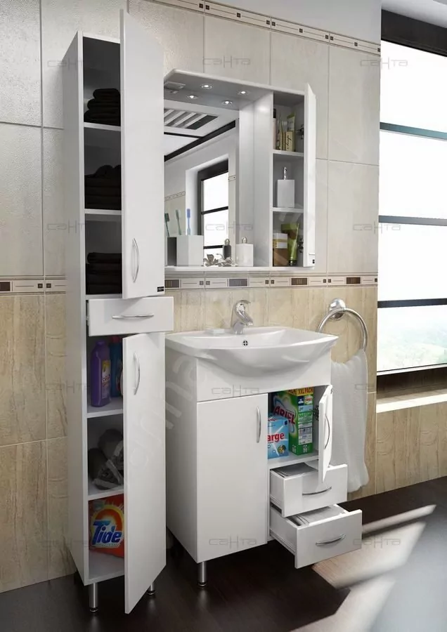 Пенал Санта Стандарт 24 R напольный, белый