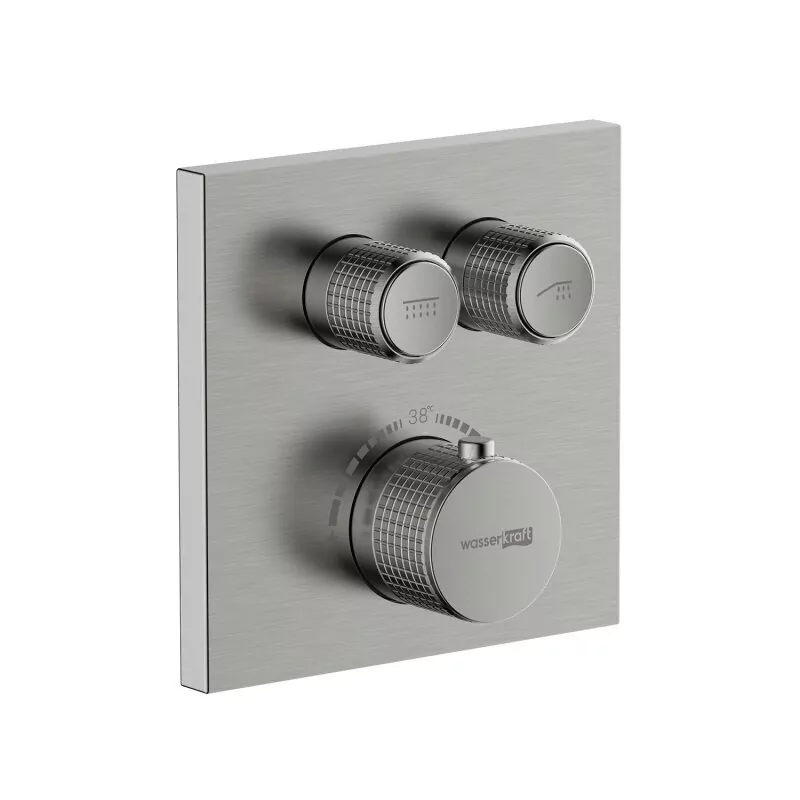 Смеситель с переключателем WasserKraft Wern 4248 Thermo встраиваемый, на 2 выхода, с термостатом, никель