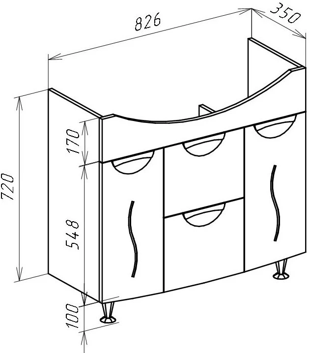 Тумба с раковиной Bellezza Глория 85 с корзиной, напольная, белая