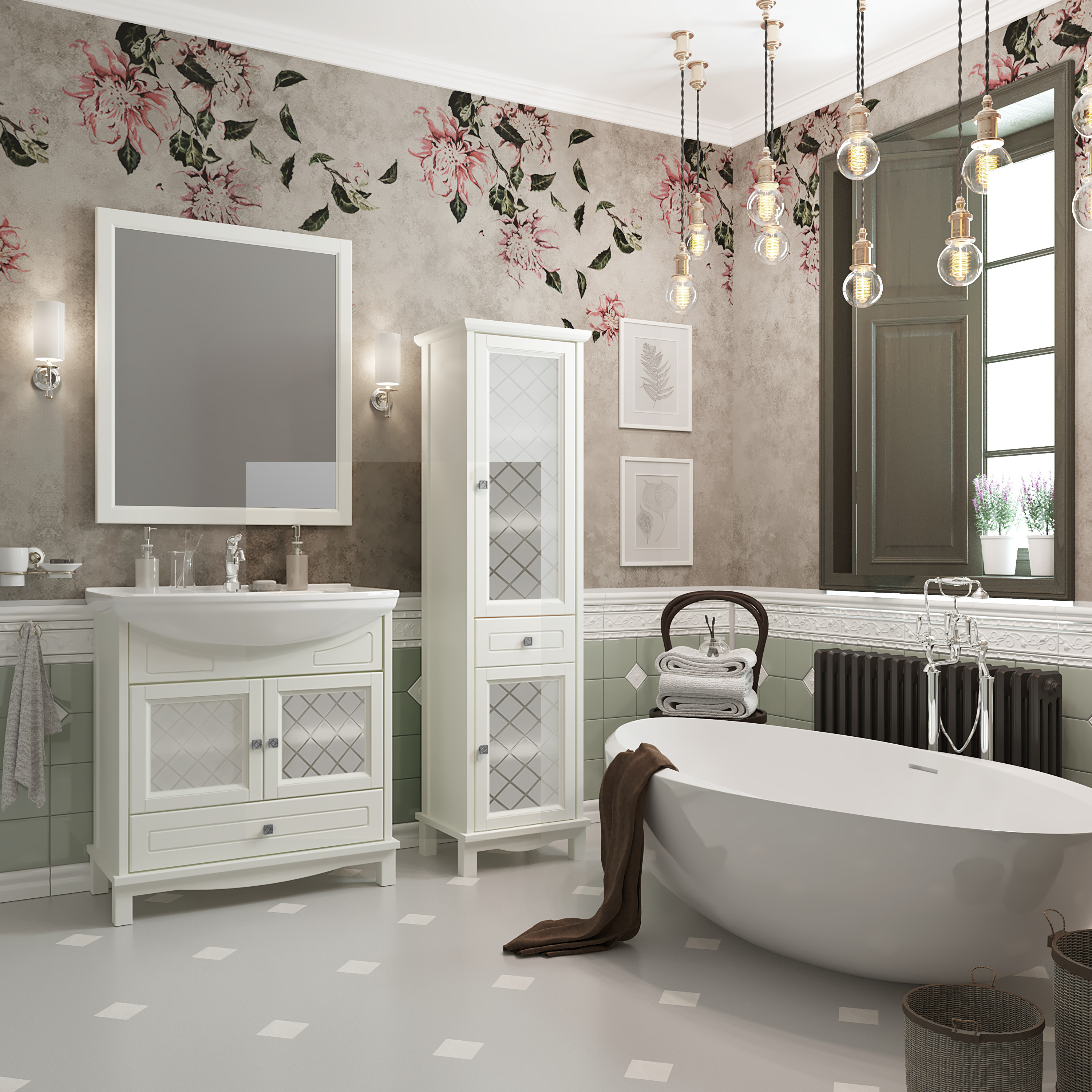 Мебель для ванной Opadiris Омега 75 комплект, напольный, слоновая кость