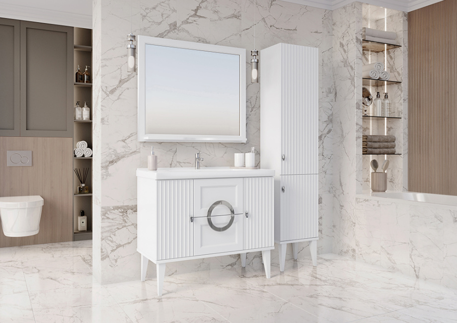 Мебель для ванной ASB Woodline Федерика 100 комплект, напольный, белый, хром