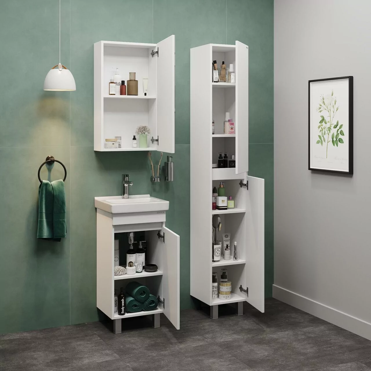 Тумба с раковиной Onika Милтон Квадро 40 напольная, белый