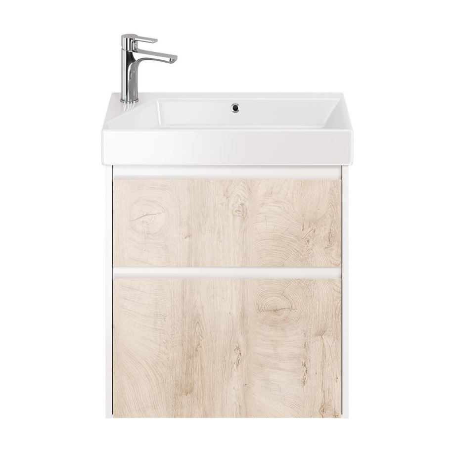 Тумба с раковиной подвесная Dreja Slim 65 см, белый/дуб кантри