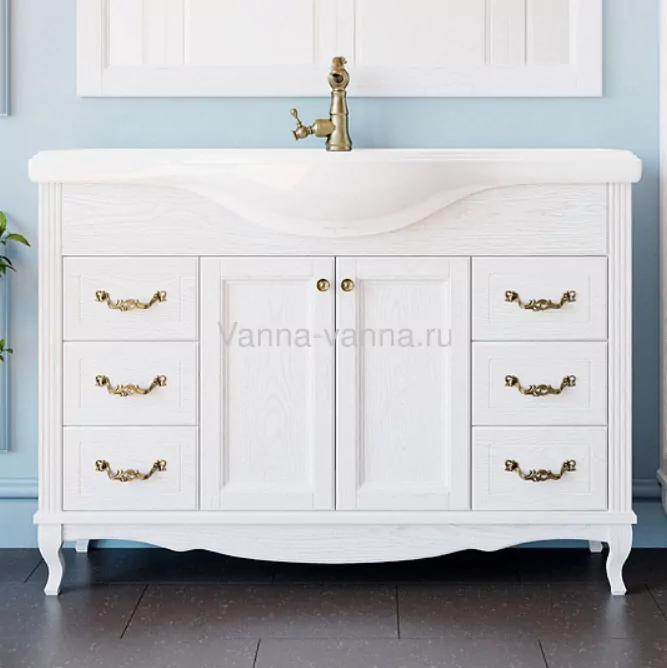 Мебель для ванной ValenHouse Эллина 120 комплект, напольный, белый, бронза
