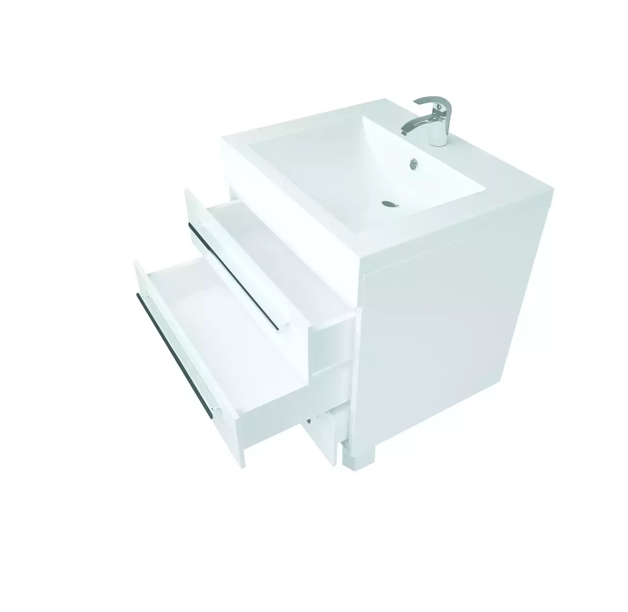 Тумба напольная 1Marka Соната 58Н с раковиной Нота New Polytitan 58, 3 ящика, белый