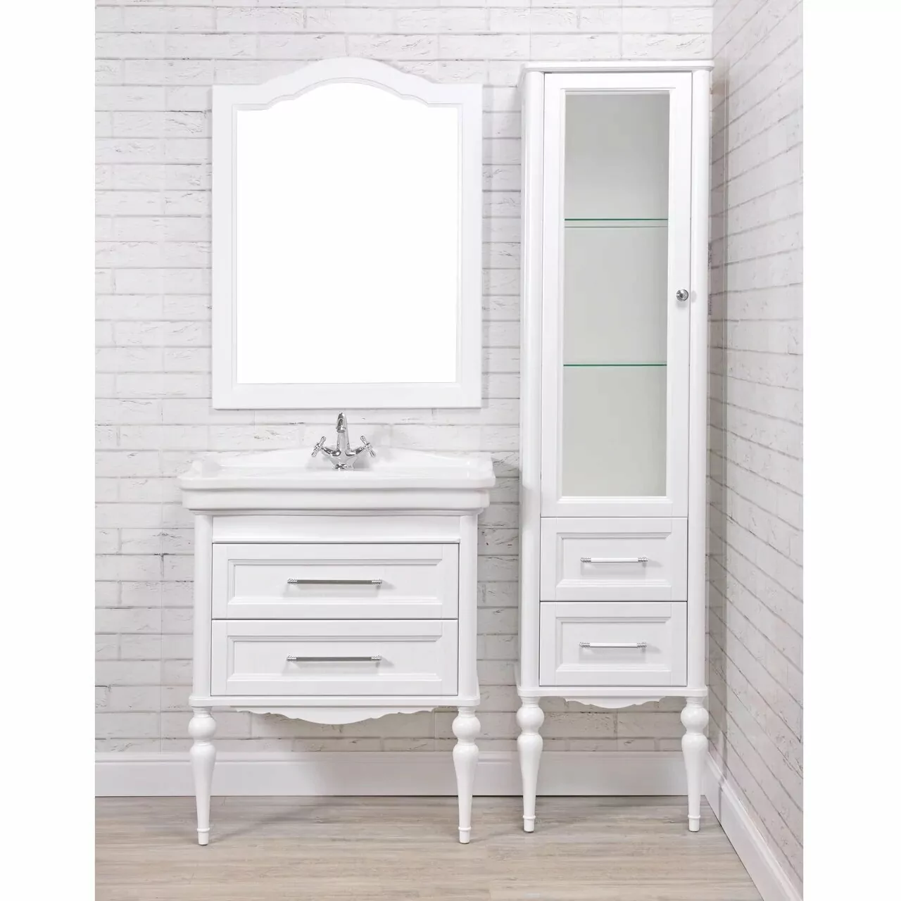 Тумба напольная ValenHouse Эстетика 80 с раковиной Antik 80, белый, хром