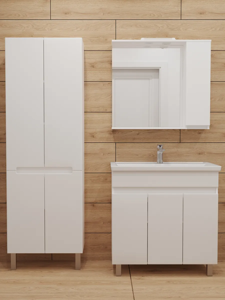 Тумба напольная SanStar Квадро 80 с раковиной Fest 80 белый