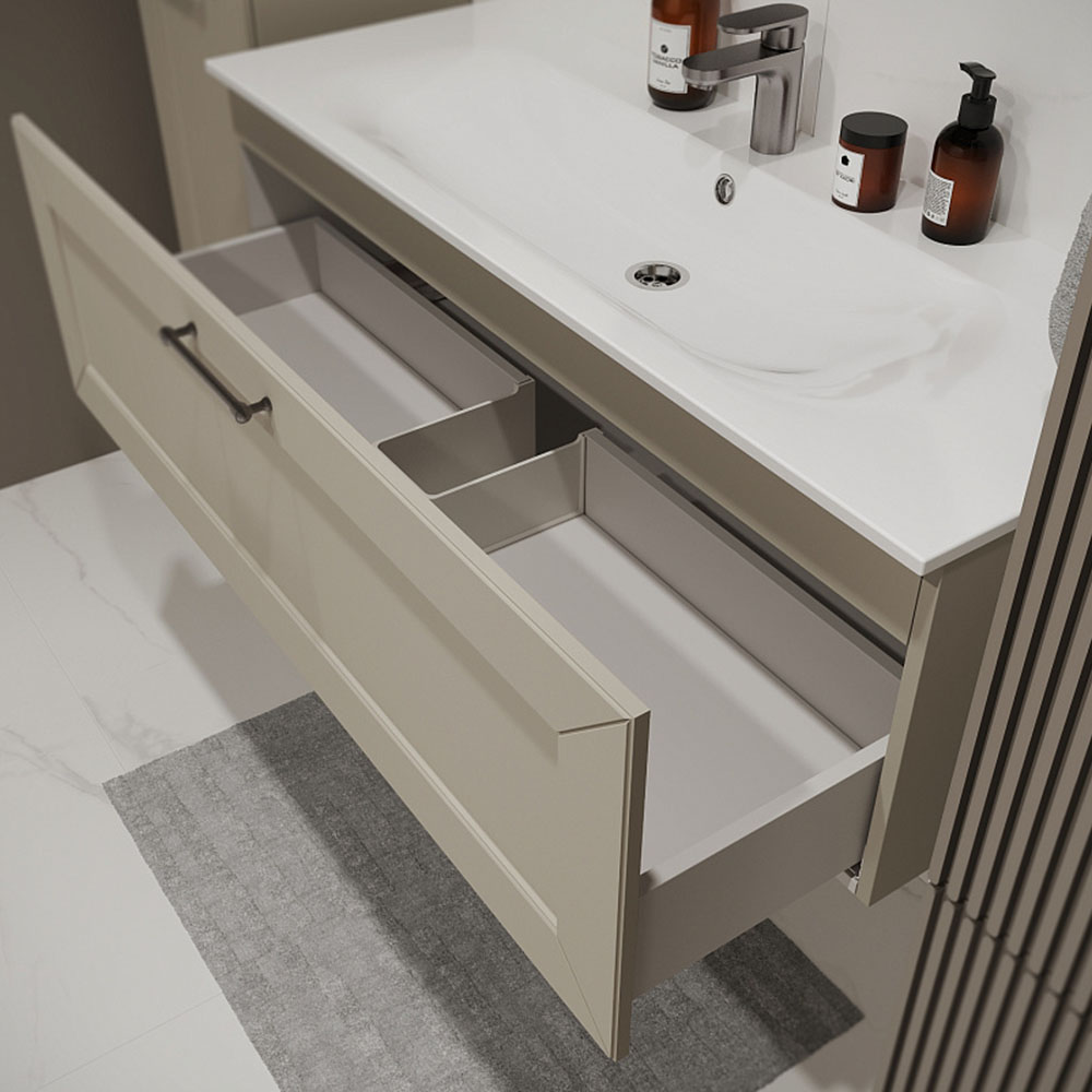 Тумба с раковиной подвесная (120 см) Terminus Victoria VIC101201900101O, айвори, ручки золото