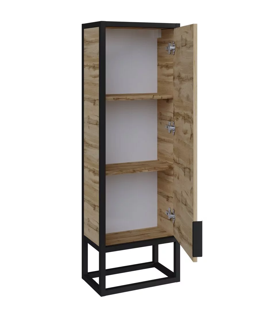 Шкаф навесной 1Marka Grunge loft 35П R, 1 дверь, с полкой, с зеркалом, дуб вотан/черный