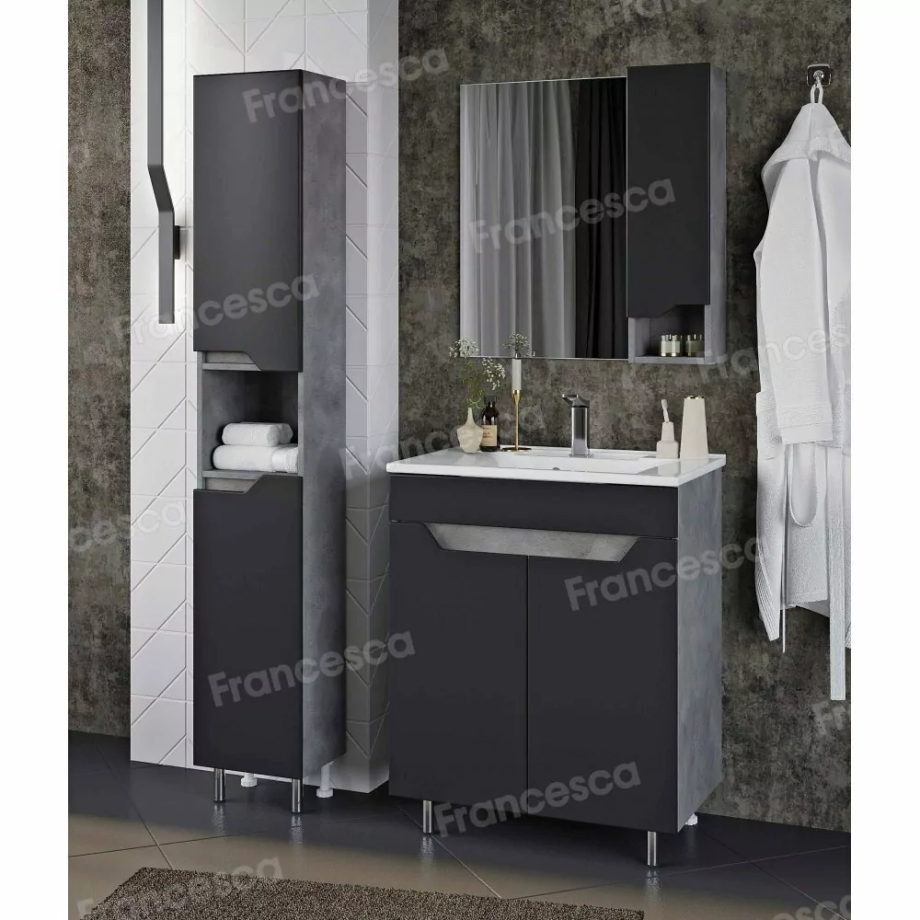 Мебель для ванной Венеция Неаполь 70 напольный комплект, графит софт