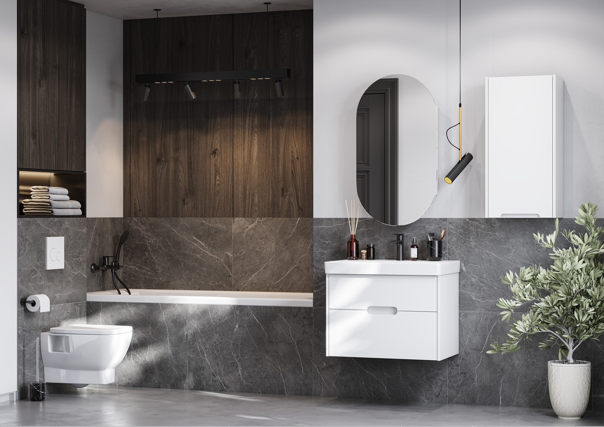 Тумба Aquaton Оливия 70 с раковиной Адриана 70 подвесная, 2 ящика, белый матовый