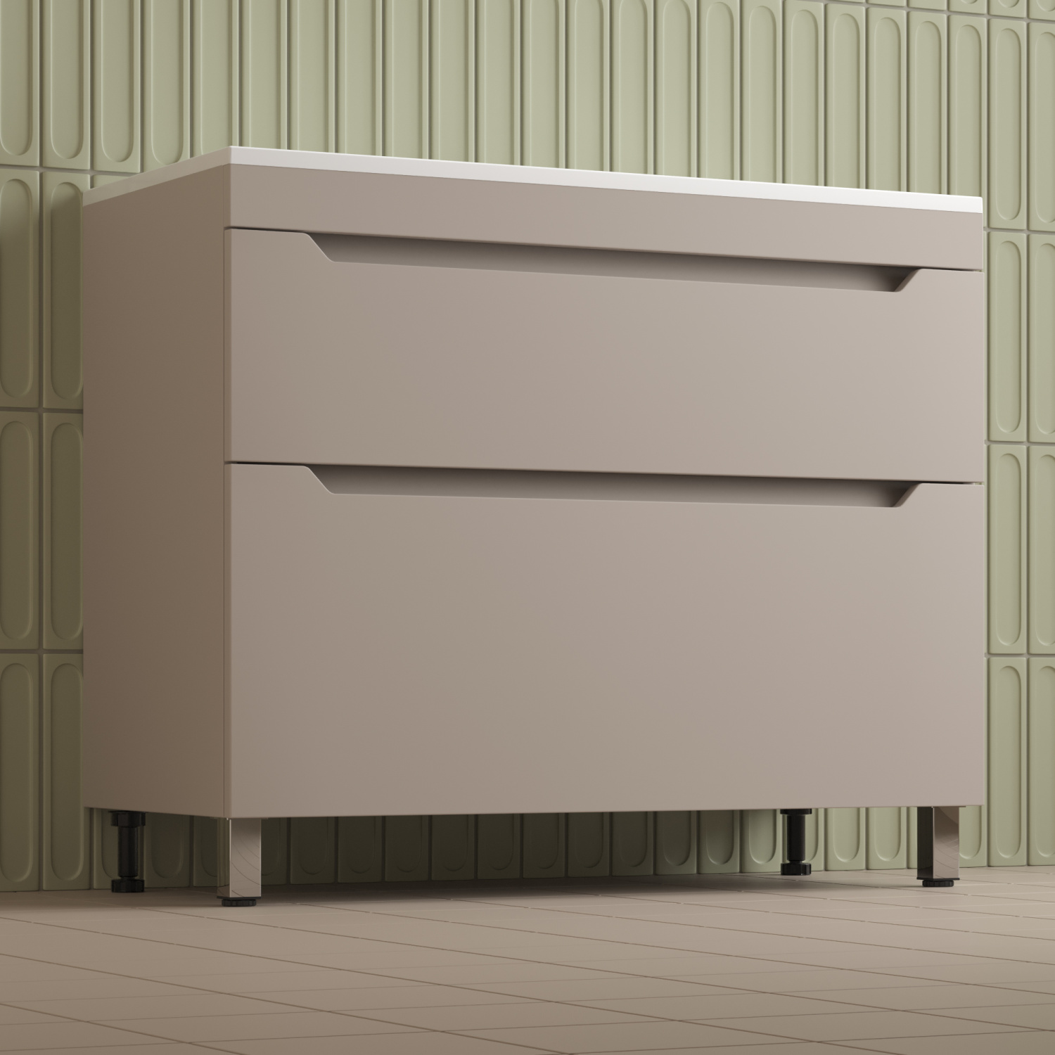 Тумба напольная Style Line Остин 100 с раковиной Фортуна 100 белый, крем