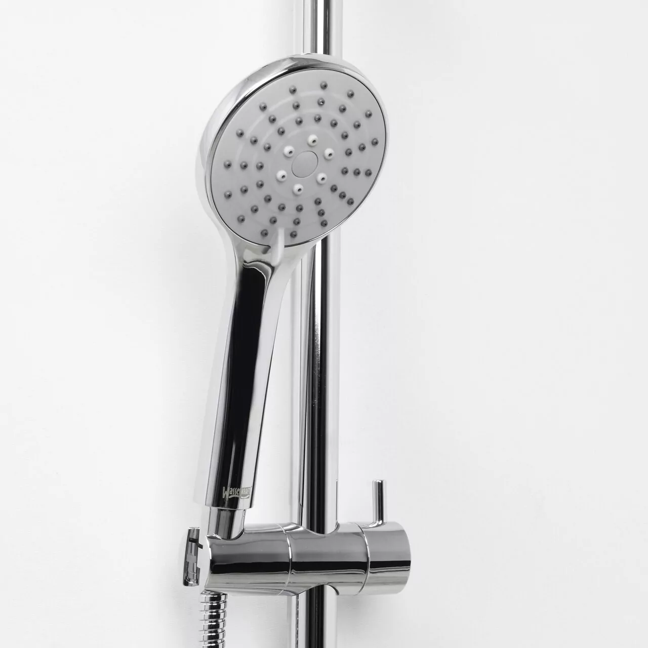 Штанга для душа WasserKraft A004 с мыльницей, лейкой и шлангом, хром