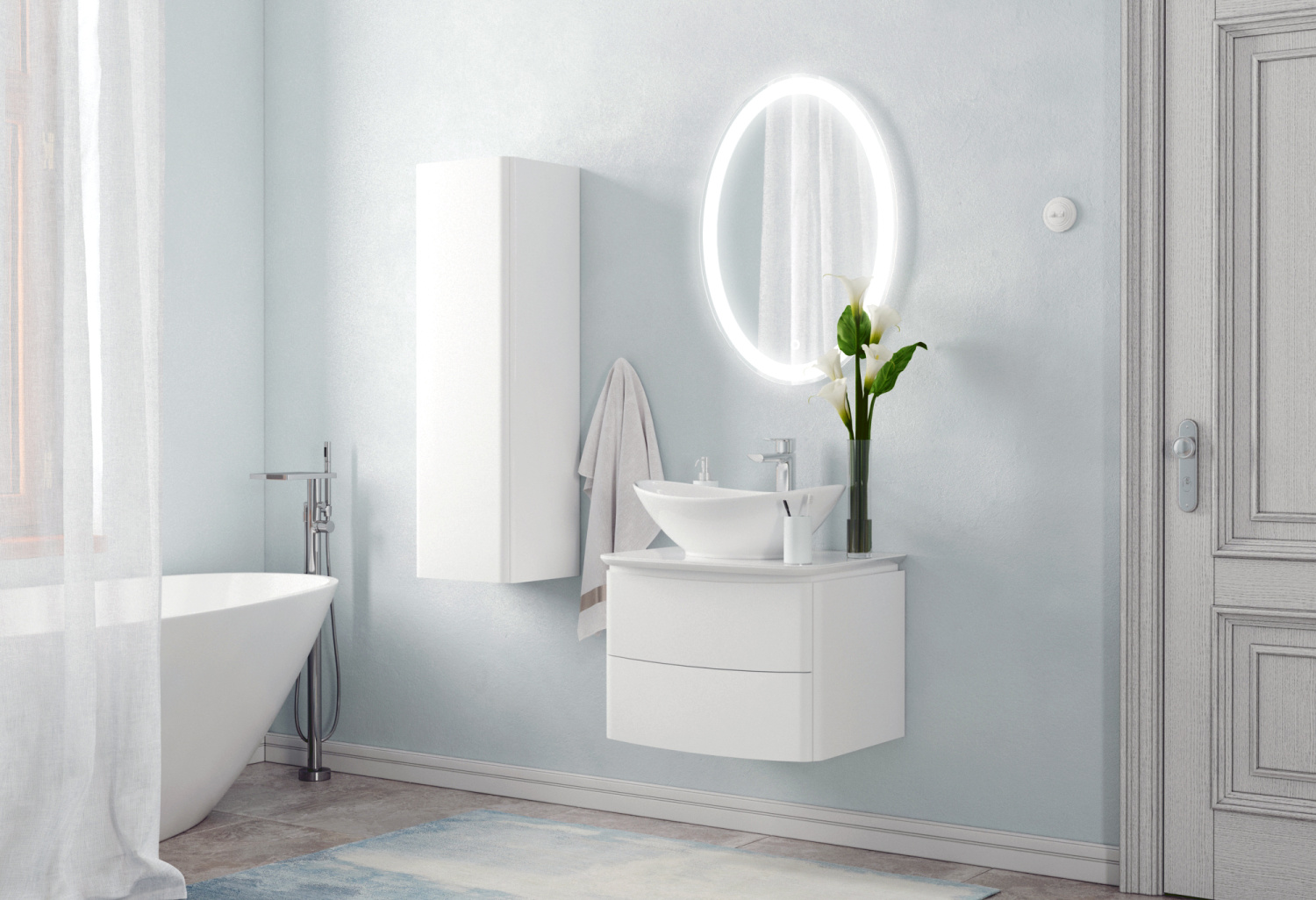 Тумба подвесная Corozo Вико 60 Z2 с раковиной Гамма 56 белый