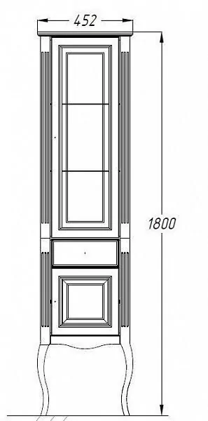 Пенал Opadiris Лаура 45 R белый матовый с бежевой патиной