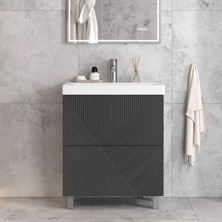 Тумба с раковиной напольная Velvex Edge tn.EDG.9696.70.2Y графит, 70 см