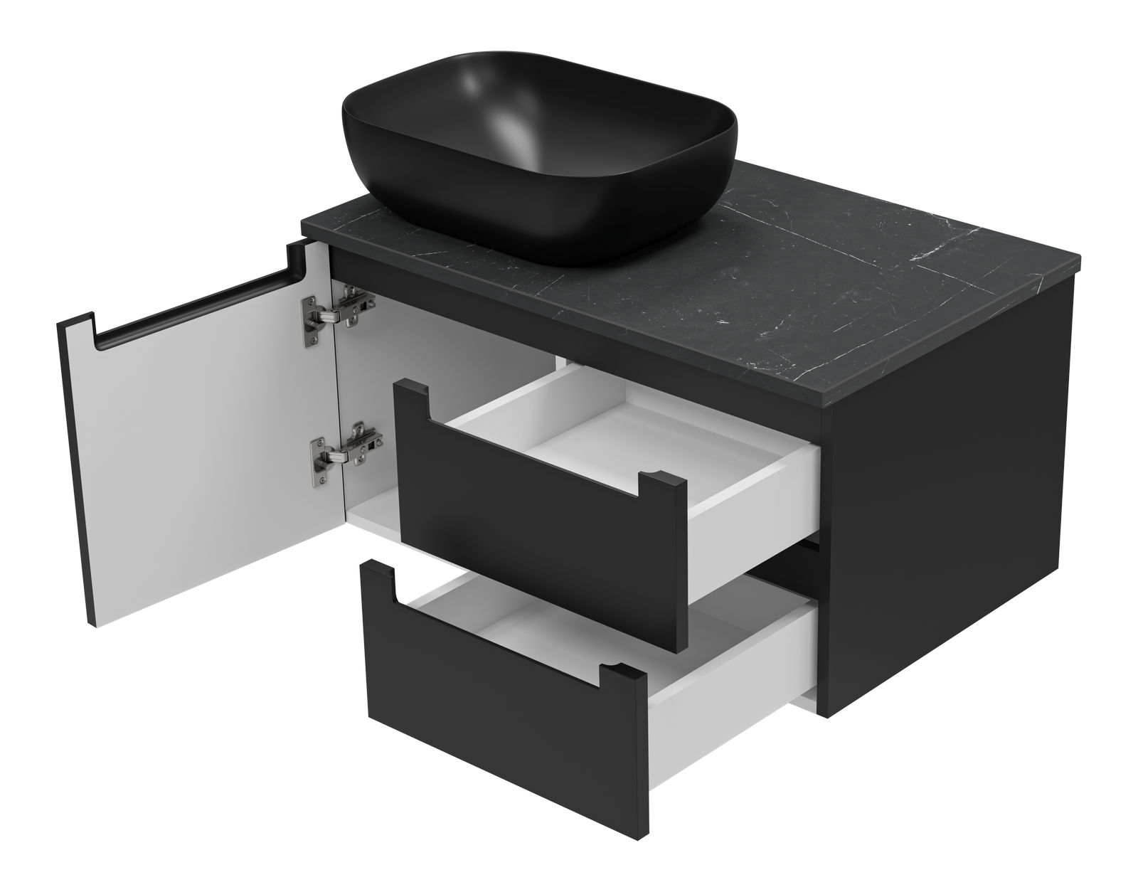 Тумба с раковиной Brevita Cargo 80 подвесная, черный