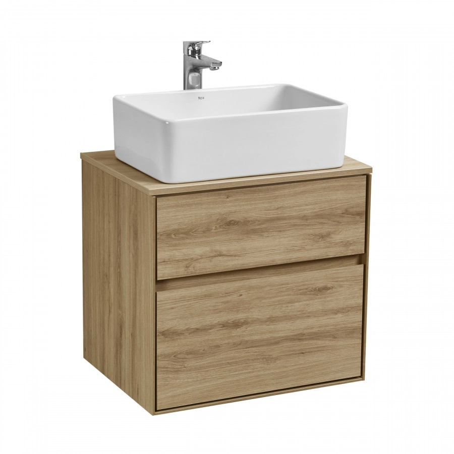 Тумба подвесная Aquaton Либерти 60 раковиной MILA 50х35, дуб эльвезия