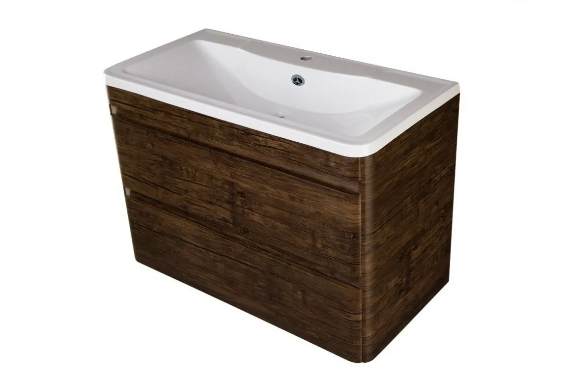 Тумба подвесная Style Line Атлантика 90 Plus Люкс с раковиной Атлантика 90, старое дерево