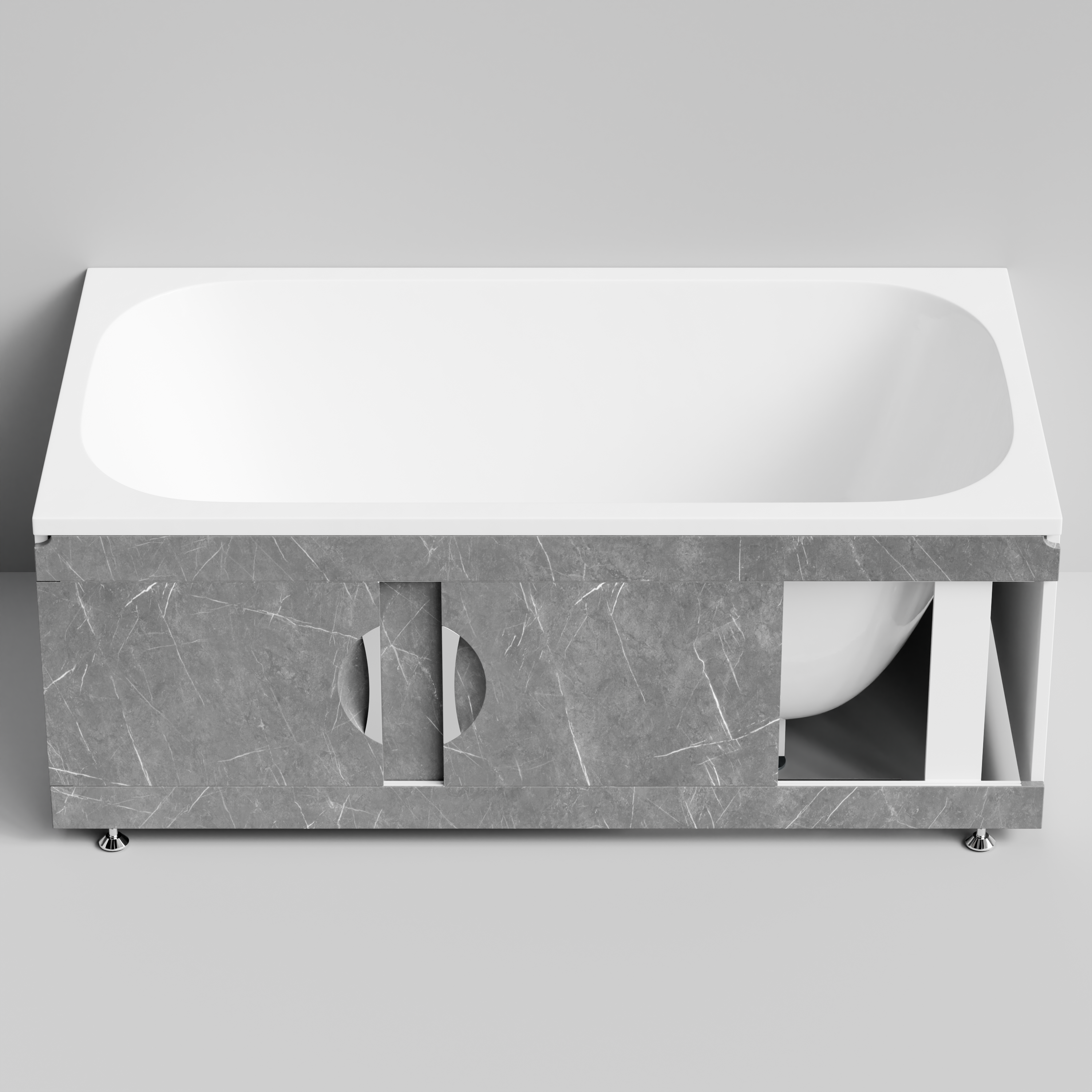 Экран под ванну Vod-ok Топ 150 раздвижной Мрамор Серый софт тач