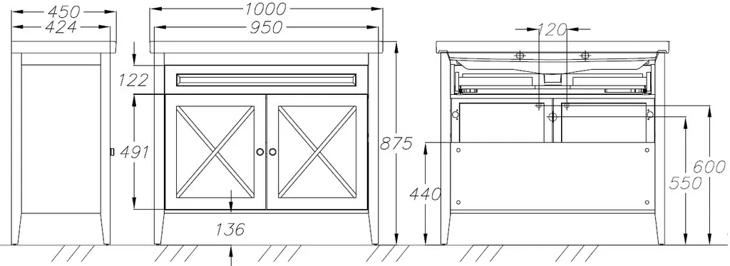 Тумба с раковиной Opadiris Палермо 100 светлый орех