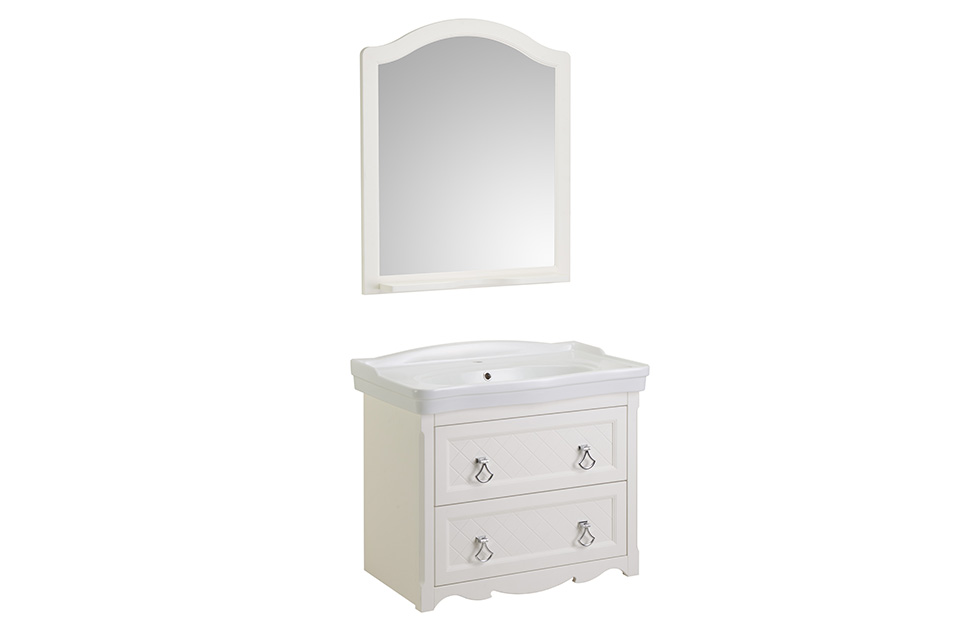 Мебель для ванной ASB Woodline Верано 85 комплект, подвесной, бежевый, хром