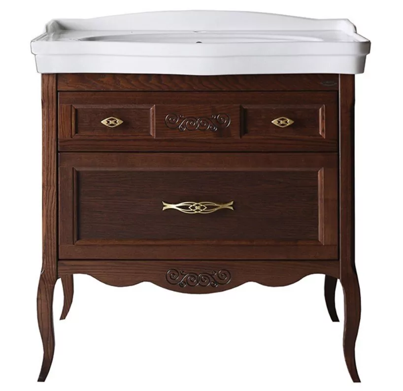 Тумба с раковиной ASB Woodline Модерн 85 напольная, антикварный орех