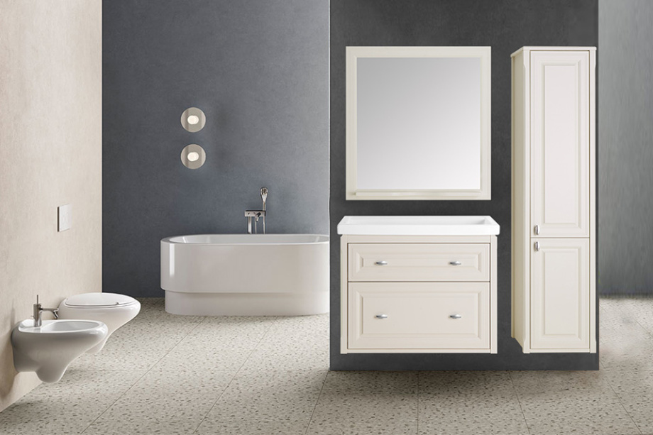 Мебель для ванной ASB Woodline Кастелло 80 комплект, подвесной, бежевый