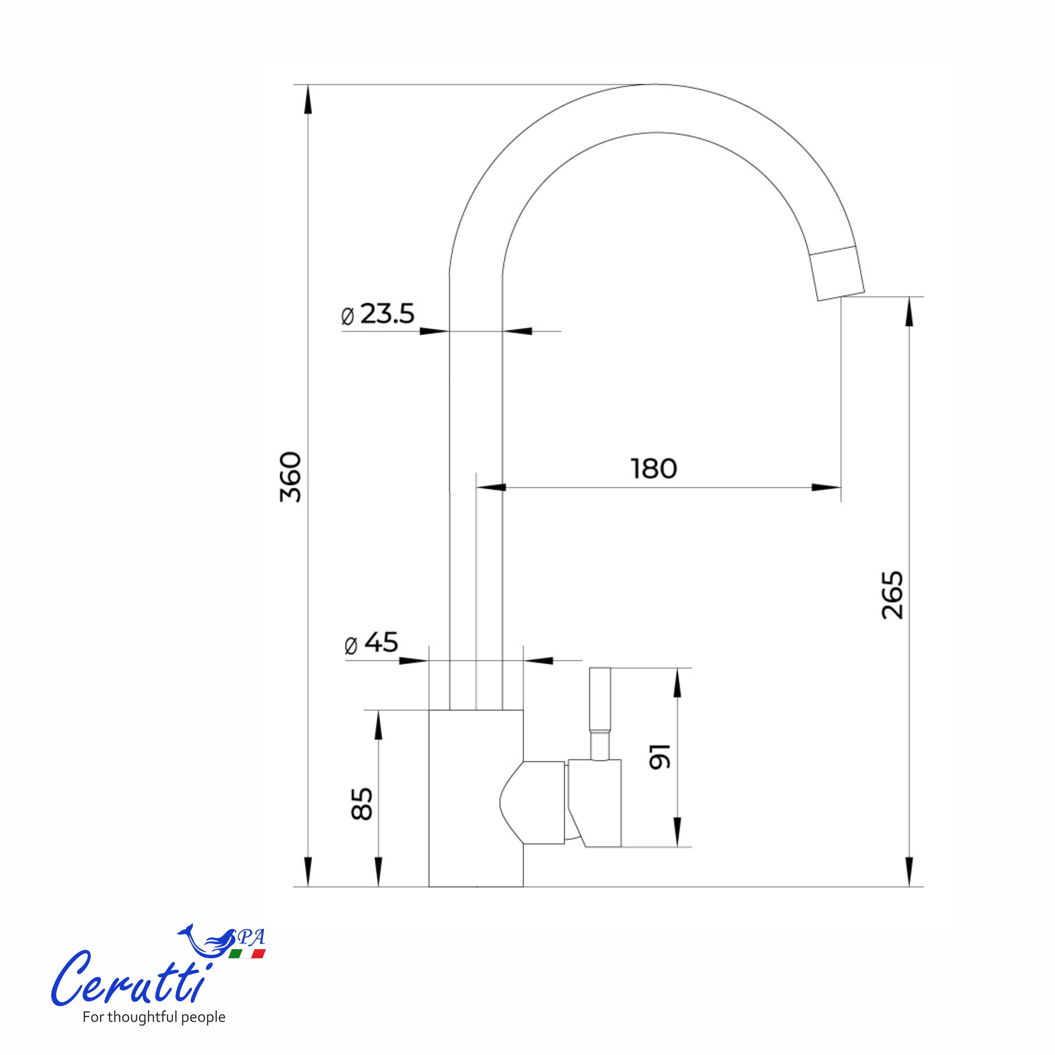 Cмеситель для кухни Ceruttispa Сельсо II BN (CELSO II BN) из нержавеющей стали, цвет матовый никель
